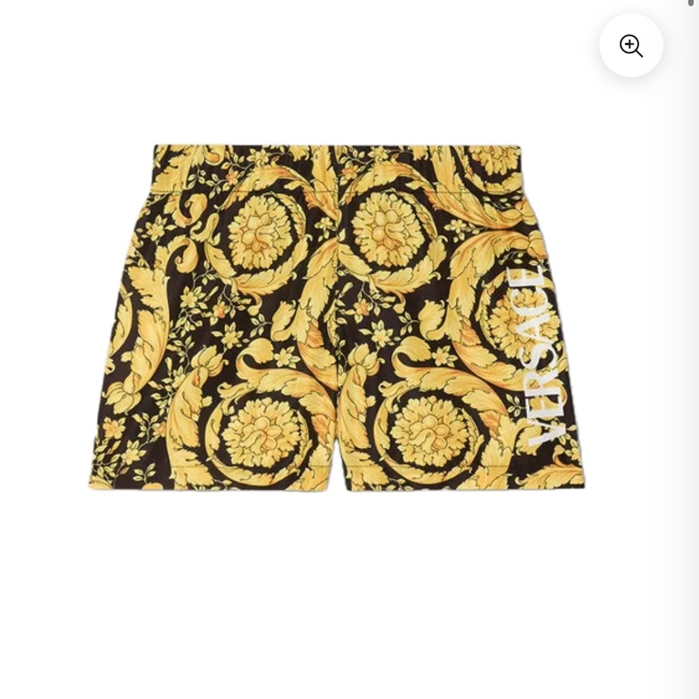 Versace Women's Baroque Black and Gold Athletic Shorts